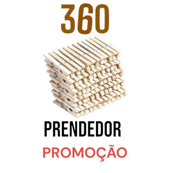 Kit 360 A 120 Prendedor Grampo De Roupas Madeira Embalagem com 360 Unidades