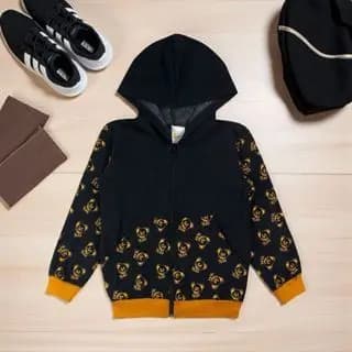 Jaqueta Infantil Masculina Estampada Com Bolso Zíper E Capuz