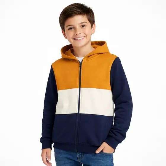 Jaqueta Infantil Masculina com Capuz Moletom Zíper Casaco Menino Inverno Confortável