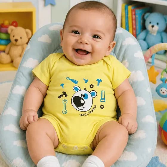 Macaquinho Bebê Masculino Curto Estampado Roupa Infantil Confortável Leve