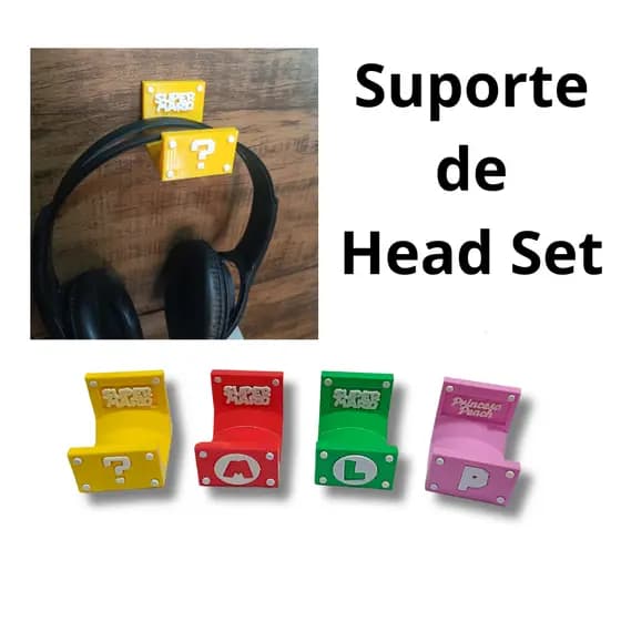 Suporte Headset Fone De Ouvido Mario interrogação GEEK com dupla face