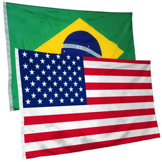 Bandeira dos Estados Unidos + do Brasil 145cm x 90cm da Marca Suarez Bandeiras - Cores Nítidas ilhós