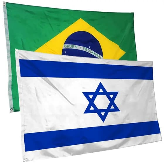 Bandeira de Israel + do Brasil 145cm x 90cm da Marca Suarez Bandeiras - Cores Nítidas Com ilhós