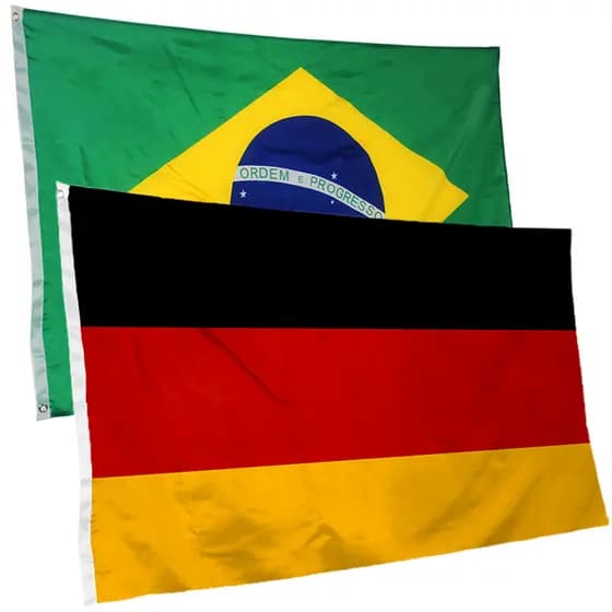 Bandeira da Alemanha + do Brasil 145cm x 90cm da Marca Suarez Bandeiras - Cores Nítidas Com ilhós