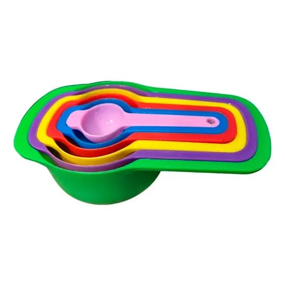 Kit Medidor De Cozinha 6 Peças Colheres Coloridas Xicaras Medidoras 250ml 125ml 85ml 60ml 15ml 7ml