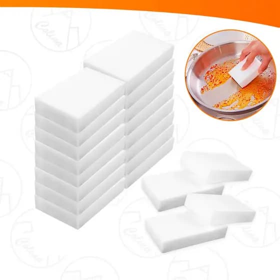 Kit 5/10/20/50 Esponja Mágica Branca de Melamina Tira Manchas Riscos Mágica Multiuso