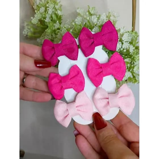 KIT 6 UNIDADES MINI LAÇOS INFANTIL TONS DE ROSA