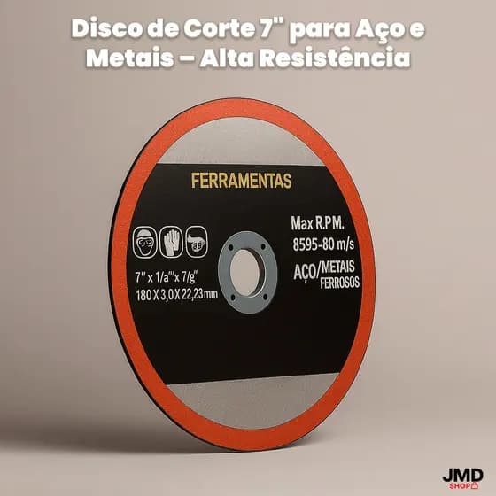 Disco de Corte 7 Pol para Aço e Ferro Alto Desempenho Kit 1 5 10