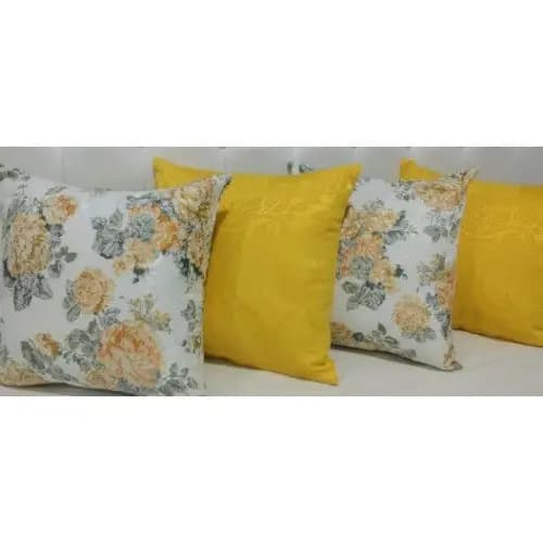 - Kit 4 Almofadas Cheias 45x45cm Amarela E Floral Jacquard Decorativa