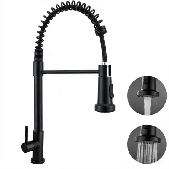 Torneira de Bancada Cozinha Torneira Cozinha Gourmet Flexível Modo Spray Chuveirinho Preto