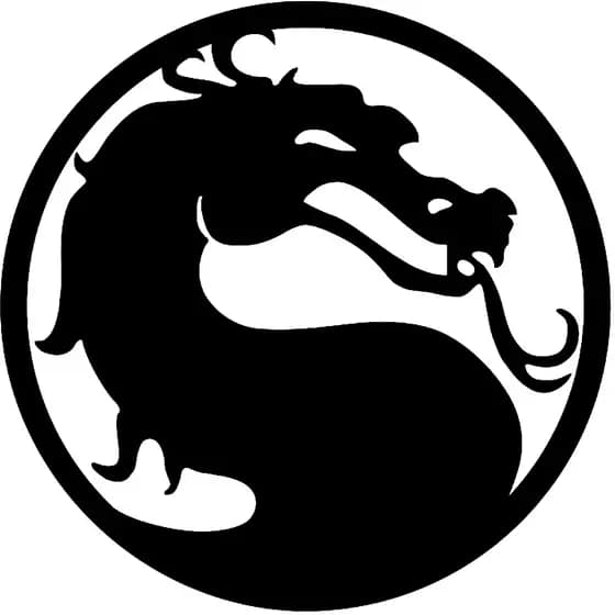 Aplique Decorativo Mortal Kombat Dragão Em Mdf Preto 3mm 29x29cm c/ fita dupla face