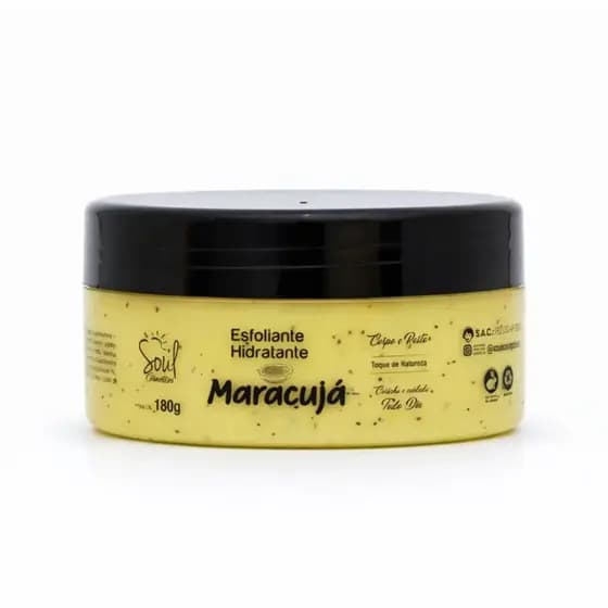 Hidratante Esfoliante de Maracujá Soul Cosméticos Corpo e Rosto – Esfoliação Suave, Hidratação Intensa e Pele Macia