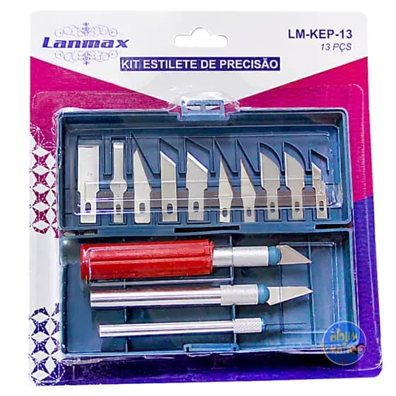 Kit Estilete Bisturi de Precisão 13 Peças Tipo Bisturi com Estojo Magnético Artesanato Artesão Modelismo Aeromodelismo