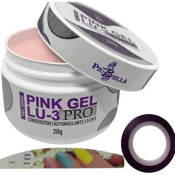 Gel De Unha Piubella Pink Gel Lu3 Unhas De Gel 28gm