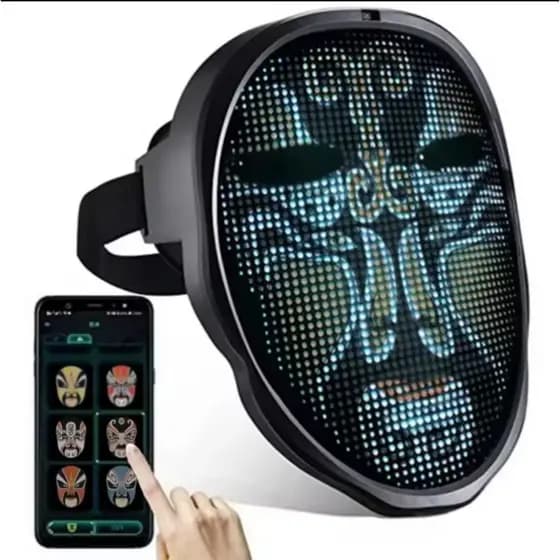 Máscara Led Smart Luminosa Bluetooth Festa Cosplay