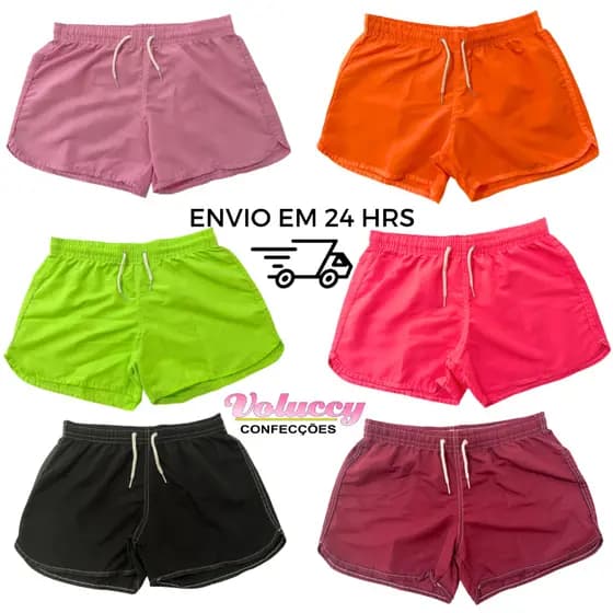 Short Feminino Praia Piscina Academia Inverno Verão Conforto.