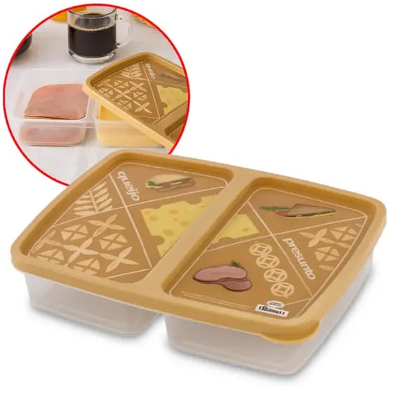Porta Frios Com 2 divisórias 1,1L Presunto Queijo Plasútil