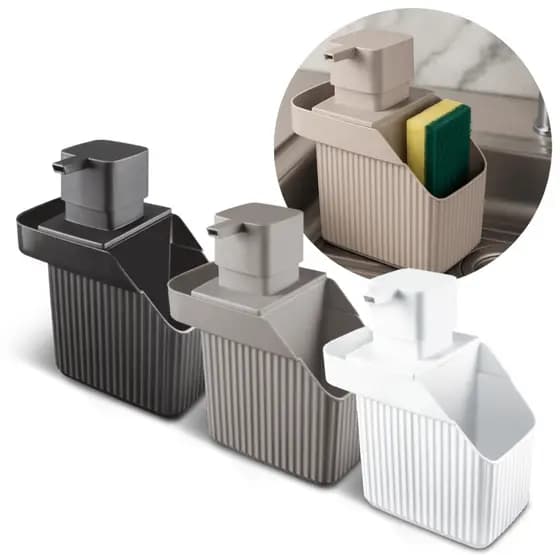 Dispenser Porta Detergente E Esponja Com Suporte Para Pano Pia Cozinha 500ml Usual Utilidades