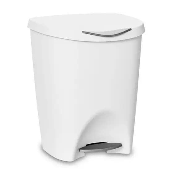 Lixeira Cesto Com Tampa 15L Com Pedal Branca Escritório Banheiro Cozinha