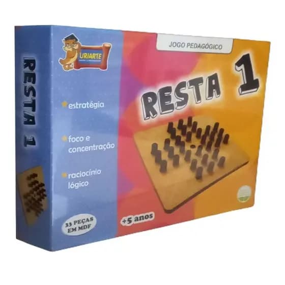 Jogo de Tabuleiro Resta Um Pedagógico em MDF