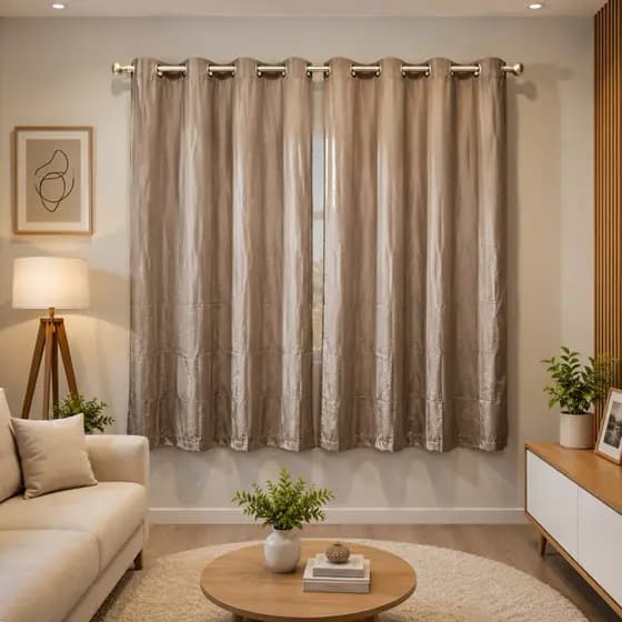 Cortina de Cetim Lisa 2,80m x 1,70m | Ilhós Cromado | Tecido Premium | Acabamento de Alta Qualidade -Para varão 2 Metros