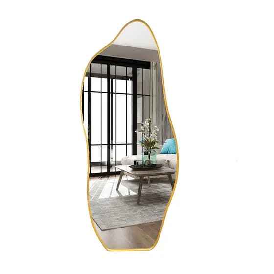 Espelho Decorativo Moldura de Metal E06 150 x 60cm Dourado Real Quarto Sala Banheiro