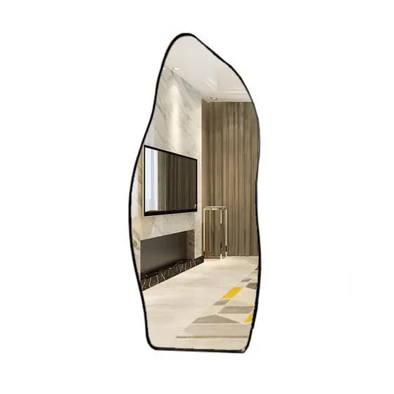 Espelho Decorativo Moldura de Metal E06 150 x 60cm Preto Quarto Sala Banheiro