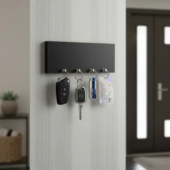Porta Chaves Preto De Parede Organizador Decoração Para Casa 25x9 100% MDF