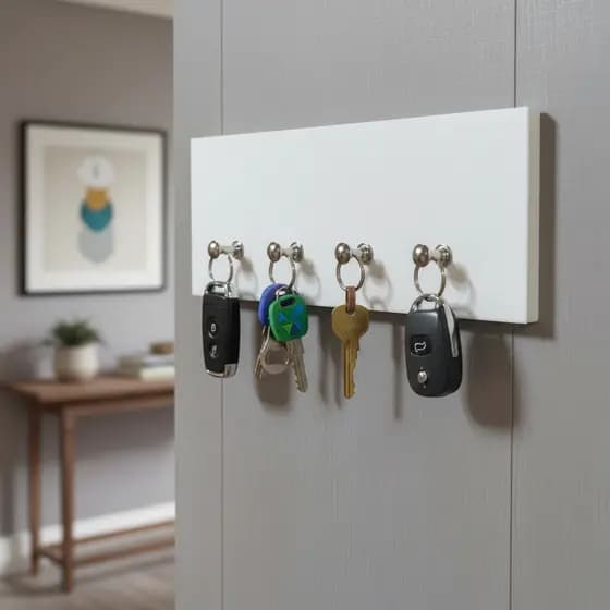 Porta Chaves Branco De Parede Organizador Decoração Para Casa 25x9 100% MDF