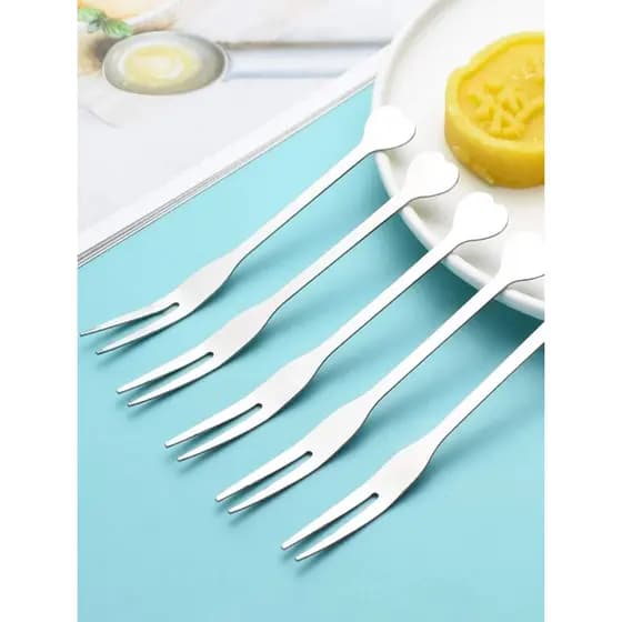 Mini garfo de fruta e petiscos coração 5 peças