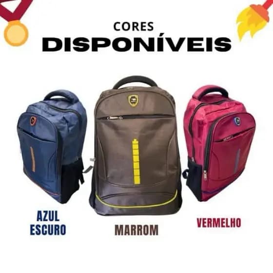 Mochila Bolsa Simples Escola trabalho Resistente Versátil Azul Escuro Vermelho Marrom Menino Menina Infantil Passeio