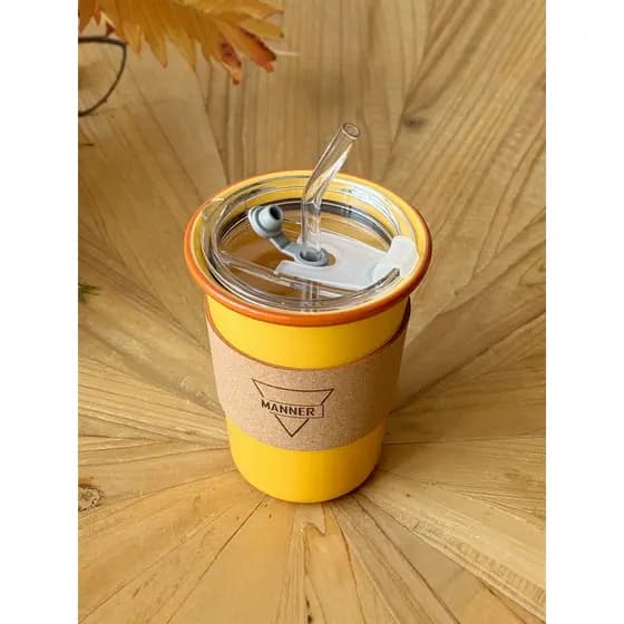 Adequado para MANNER cor borda cerâmica copo 480ml estilo tampa de copo acessórios de palha