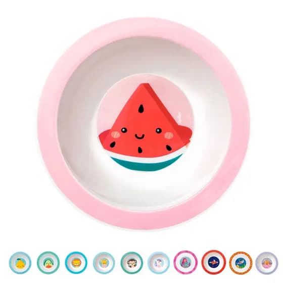 Prato Fundo Infantil Tipo Bowl 350ml Para Microondas Animais Frutas Buba