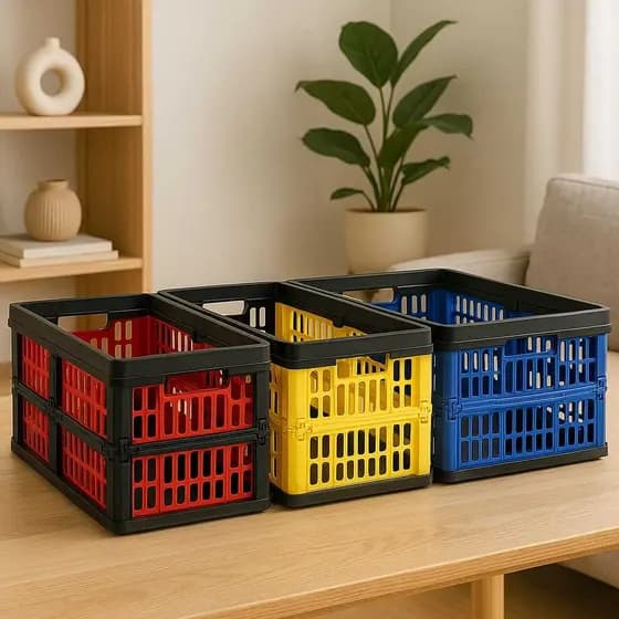 Caixa Plástica Grande Organizadora Flexivel 45 Litros Dobrável com Alça 54x38cm Helsim