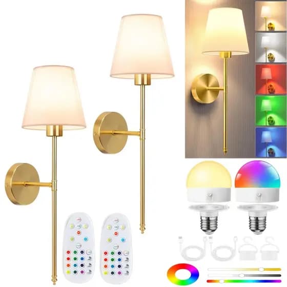 Abajur Luminária Sem Fio Com Lampada Recarregável De Parede Cabeceira De Quarto Cama 15 Cores