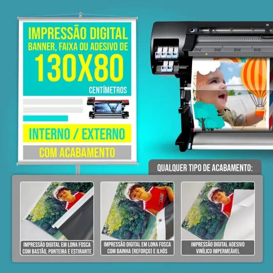 Impressão 130 x 80 cm Lona/ Banner/ Faixa/ Adesivo Aniversário Comércio Personalizado Painel Festa