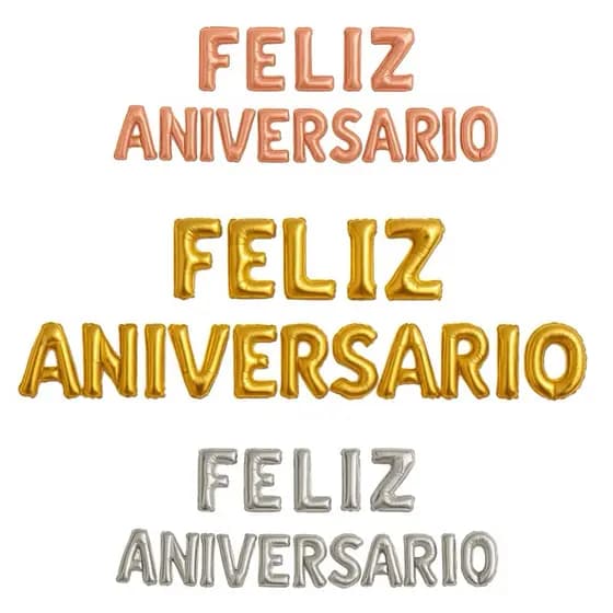 Kit Balão Metalizado Feliz Aniversário 16 Letras 40cm