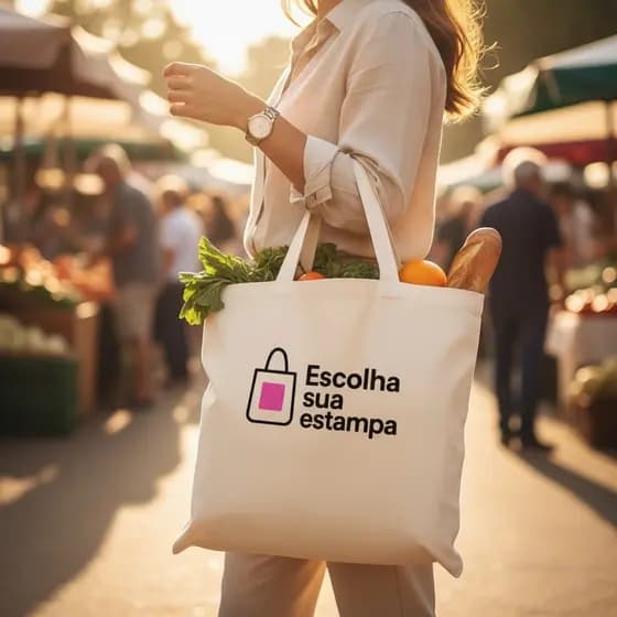 Bolsa Ecobag Feminina Personalizada Sua Logo Sacola tote de ombro shopping comprar feira
