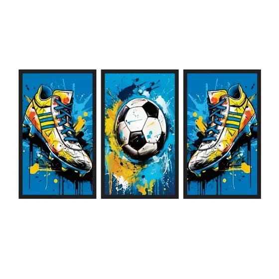 Quadros Decorativos 50x30 Futebol Bola Chuteira Sala Quarto Luxo Premium