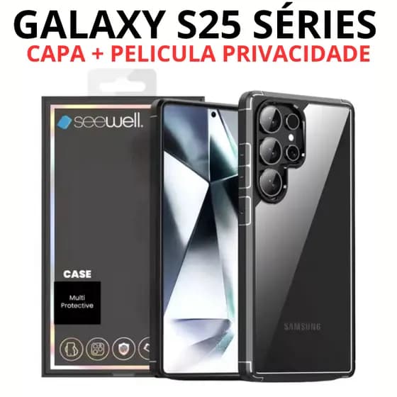 Capa Royal Armor + Pelicula Privacidade Hydrogel Para Galaxy S25 Ultra, Galaxy S25 Plus, Galaxy S25