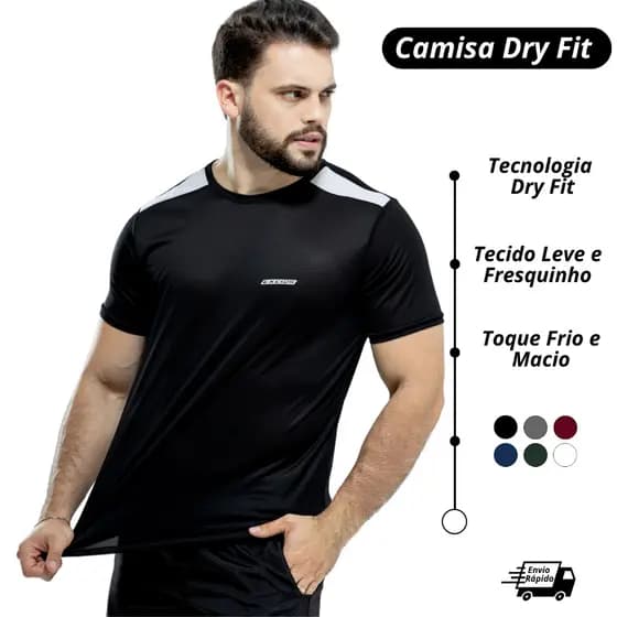 Camisa Dry Fit Masculino Academia Tecido Leve Treino e Musculação