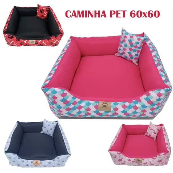 Cama Caminha GRANDE Tamanho G Impermeável Para Cães e Gatos PET 60x60 Com Zíper Antiderrapante 02 Peças - Promoção