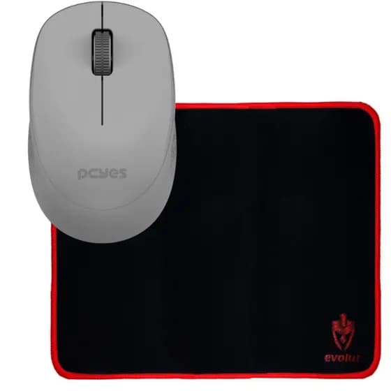 Mouse sem fio Pcyes mover Gray 1600DPI + Mouse pad 25x21Cmx2MM