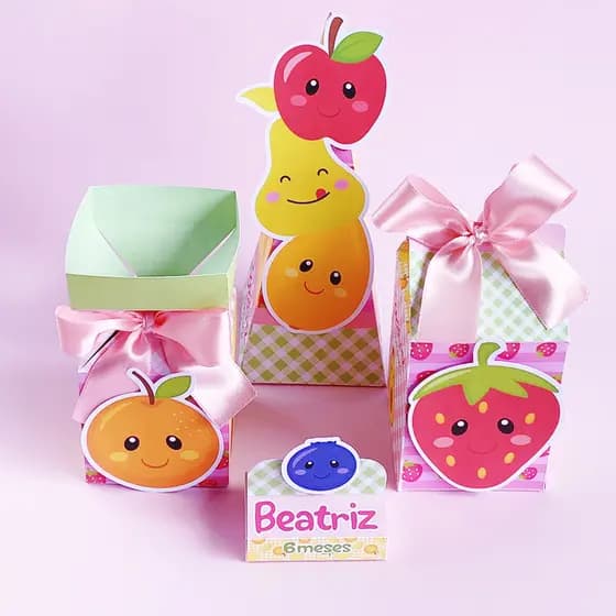 kit Festa Lembrancinhas Personalizadas Frutinhas/ Quitandinha - Caixinhas Personalizadas - Papelaria Personalizada