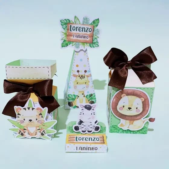 kit Festa Lembrancinhas Personalizadas Safari - Caixinhas Personalizadas - Papelaria Personalizada