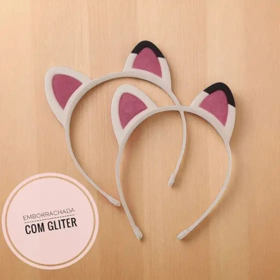 Tiara gabby Orelhinha Gatinha Glitter Infantil | Orelha emborrachada | Casa Mágica