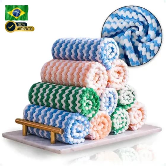 Kit Pano de Limpeza Multiuso Em Microfibra Reutilizável 25cm x 25cm Alta Absorção