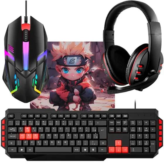 Kit Perifericos Gamer Teclado Abnt2 Membrana + Mouse optico led em 7 Cores