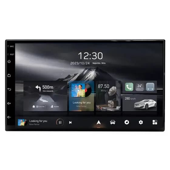 Central Multimídia Universal Adak G2 Tela QLED de 7" Polegadas 2GB Ram 64GB Carplay e Android Auto + Câmera de ré
