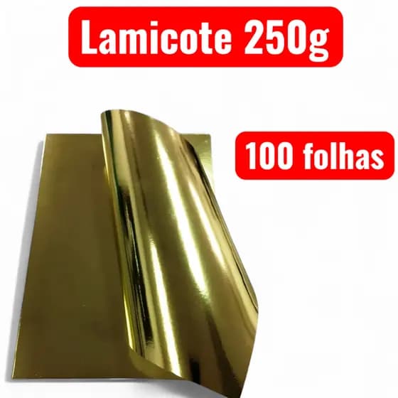 Papel Laminado Lamicote A4 Lamicote 250g Dourado Artesanato Escolar